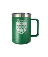 Rowan Irish Coat of Arms Stainless Steel Green Travel Mug with Handle - $37.51 CAD