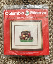 Vintage 80s Columbia Minerva Waiting For Santa Picture Christmas Crewel Kit New - $24.00