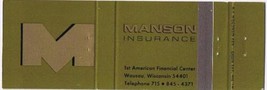 Matchbook Cover Mansion Insurance Wausau Wisconsin - £1.53 GBP