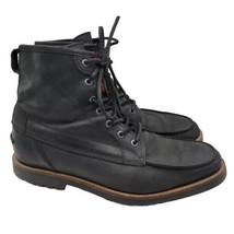 J. Shoes Massana Size 10 Men&#39;s Black Leather Moc Toe Combat Boots - £43.38 GBP