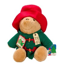 Paddington Bear Plush 16&quot; Christmas Holiday Fun Book Tag Red Green Sears Teddy - £13.91 GBP