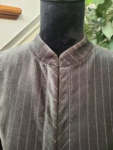 Loft Ann Taylor Gray Striped Mock Neck Velvet Long Sleeve Blazer Jacket Size 6 - £27.40 GBP