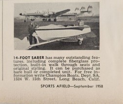 1958 Print Ad Saber 14-Ft Fiberglass Boats Kit Complete Champion Long Beach,CA - £6.12 GBP