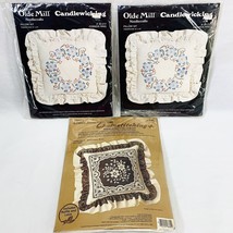 Pillow Cross Stitch Kit Lot of 3 Olde Mill Creative Moments Floral Flowers New - £15.11 GBP