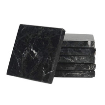 Handmade Semi Precious Marble Onyx Coaster Plates Black - £19.81 GBP