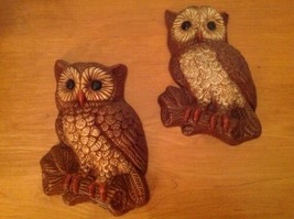 Owl Wall Art Figurines Plaques Papier Mache Decoration Vintage Pair  - £11.70 GBP