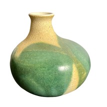 Hand Thrown Asymmetric Signed Pottery Vessel With Smooth Turquoise Glaze VTGE - £27.68 GBP