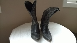 Vintage Justin Women’s Lizard Snake Skin Cowboy Western Boots Black Size 6.5 B - £60.92 GBP
