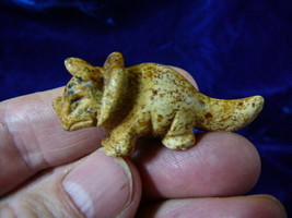 (Y-DIN-TR-551) Triceratops Dinosaur Carving Gemstone Tan Jasper Gem Figurine - £11.19 GBP