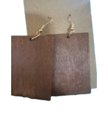 Simple Square and Circle  Wooden Earrings -DARK BROWN  + Light Wood (2 f... - $9.89