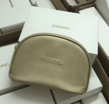 NEW Gift CHANEL Makeup Travel Cosmetic Bag GOLD Half-Moon with Box - £27.90 GBP