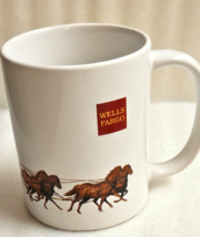 Wells Fargo Stagecoach Coffee Mug Tea Cup Horses 2015 White w/ Red Logo - $20.53