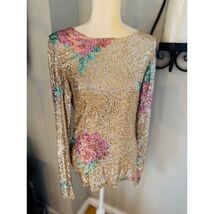 Free People Gold Rush Floral Sequin Top, Champagne/Pink, Medium, NWOT - $47.20