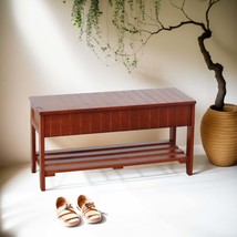 Solid Wood Shoe Bench with Storage Cherry - Premium Entryway Furniture - €76,92 EUR