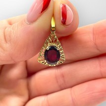 2.20Ct  Oval  Cut Simulated Garnet Solitaire Pendant 14K Yellow Gold Over Women - £58.16 GBP