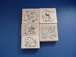 Cute fun animal 5 piece mixed lot rubber mounted stamps  bunny dog lamb ... - $19.75
