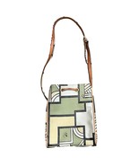 Double Fish 90s Leather Geometric Beige Green Silver Drawstring Shoulder... - $73.64