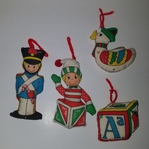 VTG Fabric Christmas Ornament Lot Soldier Jack in Box Block Duck Handmade AS IS - £16.84 GBP