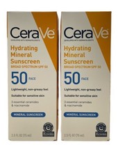 CeraVe Hydrating Face Mineral Sunscreen Lotion SPF 50, 2.5 oz Exp 10/2025 Pack 2 - £20.62 GBP