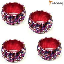 Prisha India Craft - Beaded Napkin Rings Set of 4 Colorful - 1.5 Inch in Size-Pe - £23.88 GBP