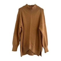 Anthropologie Maeve Crystal Tan Mock Neck Tunic Sweater Brown Medium Oversized - £23.52 GBP