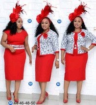 O-neck Plus Size Two Pieces Sets Coat and Dress - $1,198.34 MXN