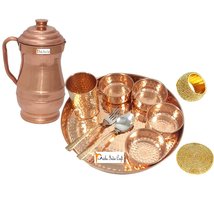 Prisha India Craft Indian Dinnerware Pure Copper Traditional Dinner Set of Thali - £50.12 GBP+