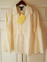 Dialogue QVC Ladies Size Medium 100% Silk Beige Long Wide Sleeve Blouse (NEW) - £31.34 GBP