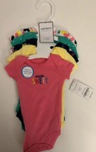 Carter&#39;s Baby Girls Short Slv Bodysuits Set of 5 Hearts/Dots Multi-color... - £20.35 GBP