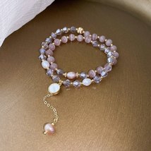 Pink Purple Simulated Opal Crystal Natural Freshwater Pearls Round Tassel Charm  - £15.01 GBP