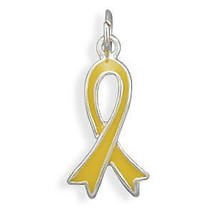 Cyber Monday Deal Sterling Silver Yellow Awareness Ribbon Bracelet Charm - £21.32 GBP