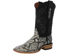 Mens Natural Rodeo Western Boots Snake Python Print Leather Cowboy Squar... - $2,232.49 MXN