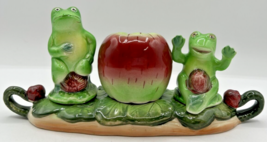 Vintage Retro Salt and Pepper Shakers Frog On Lily Pad With Apple U260/23 - £37.58 GBP