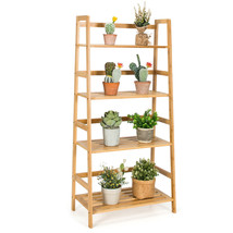 Bamboo 4-Tier Bookshelf Ladder Shelf Bathroom Shelves Storage Plant Stand Rack - £99.58 GBP