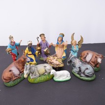 Vintage Christmas Nativity Figure Lot Holy Family Sheep Angel Donkey Cow - £44.11 GBP