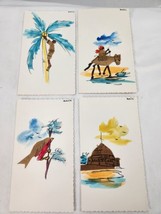 Vintage 4 Postcards HAND-PAINTED ART CARDS -  HAITIAN FOLK ART Really Ni... - £11.83 GBP