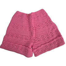 Vintage 60s 70s Bright Barbie Pink Crochet Short Shorts Hot Pants Sz XS/S - $52.42