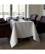 Yves Delorme White Tablecloth &amp; 12 Dinner Napkins Jacquard 67&quot;x126&quot; Invi... - £187.66 GBP