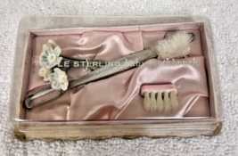 Vintage Towle Sterling Silver Baby Girl Pink Toothbrush Extra Brush Orig... - $29.21