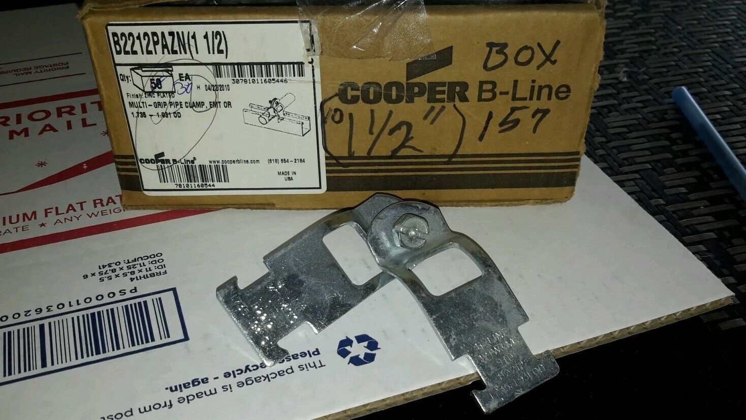 COOPER B-LINE B2212PAZN 1 1/2" MULTI GRIP PIPE CLAMP EMT OR 1.735 LOT OF 30 NEW - $14.36