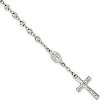 NEW Sterling Silver Polished Rosary Bracelet - £64.53 GBP