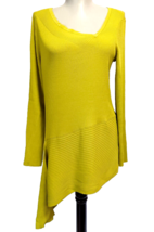 Chico’s Black Label Sweater sz 2 /L lime green Asymmetrical Ribbed Tunic - £27.40 GBP