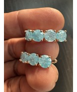 585 14K RG Stamped Frost Aqua Gemstone Stud Earrings - $745.50 MXN