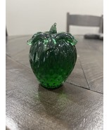 Vintage MCM Art Glass Green Strawberry Paperweight Studio Art Kitsch Han... - $39.59