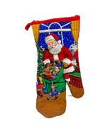 Vintage Christmas Santa Claus Oven Mitt Pot Holder Fabric Quilted 12 inches - $12.45