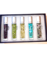 Crystal gem Glass Bottle Natural  With Gemstone Roller Ball Top set of 5 - $301.09 MXN