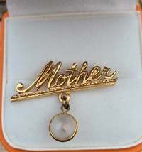 Vintage Goldtone Mother Brooch Pin With Dangle Mustard Seed Matthew 17:20 - £12.64 GBP