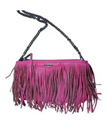 Rebecca Minkoff Finn Hot Neon pink leather fringe Clutch convertable Crossbody - $325.00
