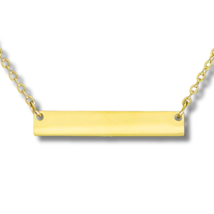 Women Stainless Steel Classic Name Bar Gold Plated Pendant Necklace - £7.96 GBP