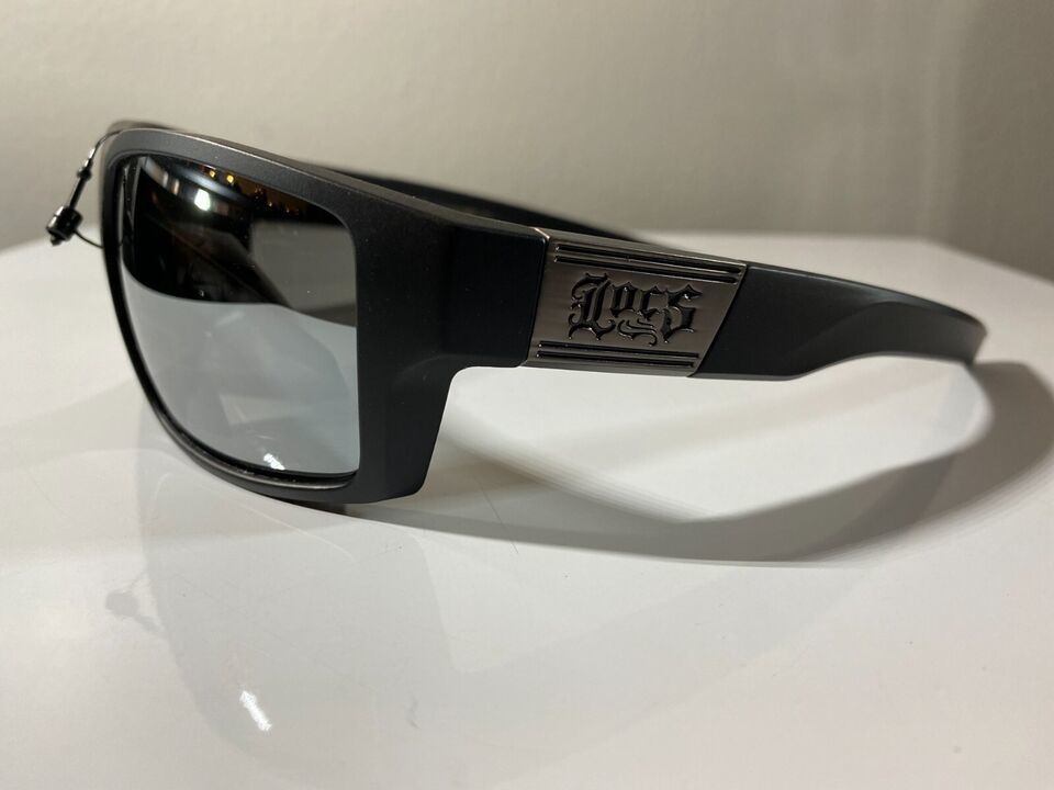 Men&#39;s wrap around sunglasses with black frame and gray reflective lenses - $9.50
